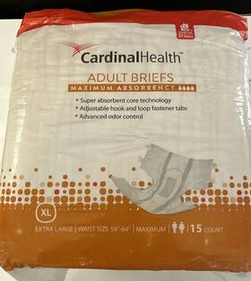 Cardinal Health 888499003043 Adult Briefs-size Extra Large Heavy Absorb 15 Count Size 59 Inch -64