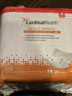 Cardinal Health 888499003128 Adult Briefs-size Extra Large Heavy Absorb 20 Count Size59-64 Inch