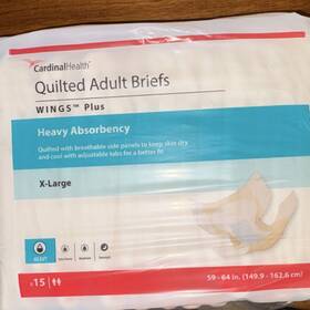 Cardinal Health 92253-00084 Wings Plus Adult Briefs Heavy Absorbency Xl Beige 59-64 In