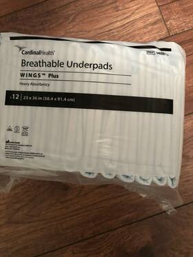 988b12 Cardinal Health-pr 1pk/12 Ea Breathable Underpads Wings Plus 23 Inch X36 988b D/2/1