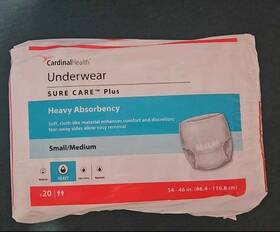 Cardinal Health Surecare-plus-smmd-20 Sure Care Plus Underwear S/m Heavy Absorbency 80 Count Sealed