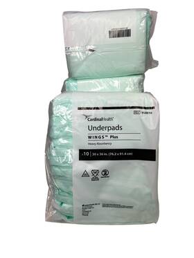 Ref948 Cardinal Health Wings Plus Under Pads 39 Disposable Chucks Heavy Absorb 30 Inch X 36