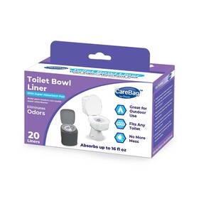 Carebag 772195645204 Toilet Bowl Liners With Absorbent Pad 20 Count Leak Resistant Universal Si