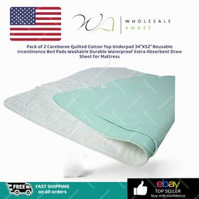Eq8832750 Careboree Pack Of 2 Quilted Cotton Top Underpad 34 Inch X52 Reusable Eq8832750 Careboree Pack Of 2 Quilted Cotton Top Underpad 34 Inch X52 Reusable