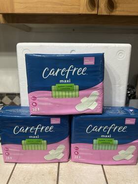 Cfr14022 Carefree Lot Of 3 Maxi Super Long With Wings 28 Pads Ea