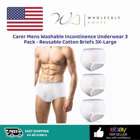 Spk-65-xxxl Carer Healthcare Incontinence Pregnancy Mens Washable Underwear 3 Pack - Reusable Cotton Briefs 3x-l