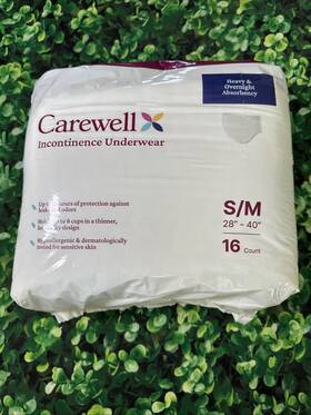 Carewell 850056819008 Incontinence Underwear Heavy And Overnight Absorbency Small / Medium 16