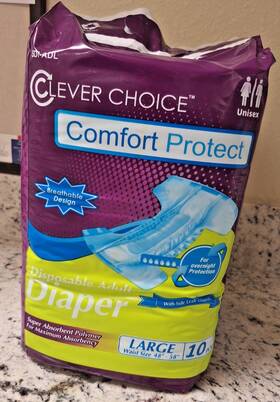 Clever Choice 898302140070 Unisex Disposable Adult Diaper Large Waist 48ftft-58ftft 10ct 4 Pack