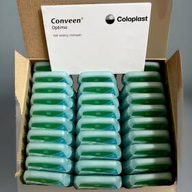 220030 Coloplast 30 Pk - 30mm Coveen Optima 22030 Self Sealing Urisheaths Exp 2028