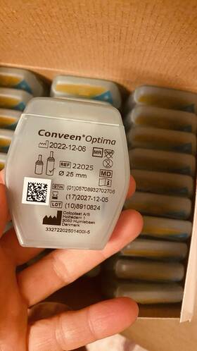 22025 Coloplast 708932535939 Conveen Optima 25mm Self-sealing Urisheath Full Box Count Of 30