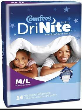 Comfees Drinite Juniors 086679415512 Lot Of 4 Youth Absorbent Underwear Overnight M/l 14 Pack