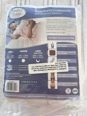 Comfort Shield 056156036493 Large Fabric Underpads Reusable New White Absorbent Bed Padding