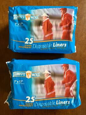 Comfort Wear 853963002198 Disposable Absorbent Liners 2 Packages Of 25 Pcs 7x17 Inch
