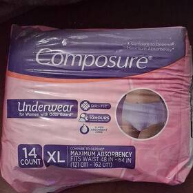 A328 Composure Dri-fit Odor Guard Xl Incontinence Pants Women White 14 Count