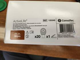 125340 Convatec Activelife One Piece Ostomy Pouch Drainable 1 1/4 Inch / 32mm