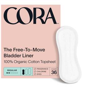 Cora 313053091018 Organic Cotton Incontinence Liners - Regular Length 100% Natural 36ct