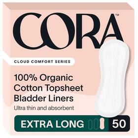 Cora 810042481060 100 Organic Cotton Topsheet Bladder Liners 50 Extra Long