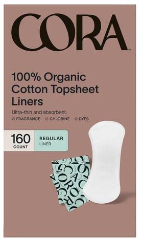 Cora 810042481725 100% Organic Cotton Topsheet Bladder Liners Long Length 160 Count New Cora 810042481725 100% Organic Cotton Topsheet Bladder Liners Long Length 160 Count New