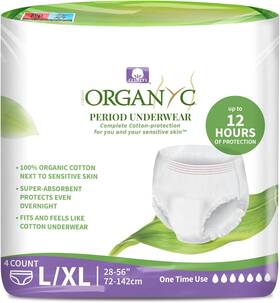 Corman 445001455412 Organyc Certified Organic Cotton Disposable Period Underwear For Sensitive Skin