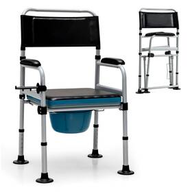 J008a16942 Costway 4-in-1 Bedside Commode Folding Toilet Chair With Detachable Bucket For Seniors