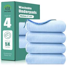 Cosy Family 974392303947 Waterproof Washable Underpads 17 Inch X 24 - Heavy Absorbency Reusable Bedwetti