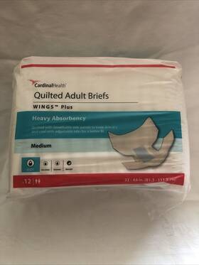 66033 Covidien 192253001146 Wings Quilted Heavy Absorbency Adult Disposable Briefs M 12 Ct
