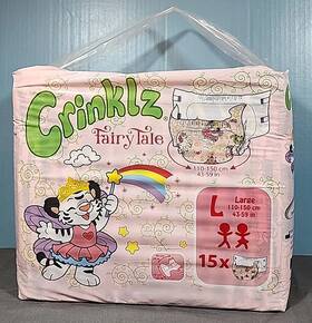 180426528 Crinklz 15 Printed Adult Diapers With Fairy Tale Print Size Large