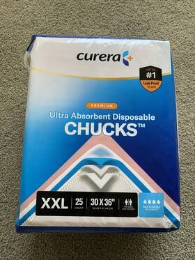 Curera 850766007313 New Ultra Absorbent Disposable Chucks Size Xxl 25 Count 30 X 36 Max Absor