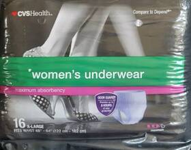 Cvs 050428289358 Health Womens Underwear X-large 48 Inch - 64 Waist Maximum Absorbency 16 Count