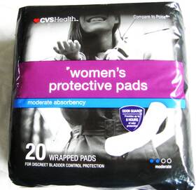 Cvs 050428299739 Health Womens Moderate Absorbency 20 Protective Wrapped Pads 8 Hour Protect
