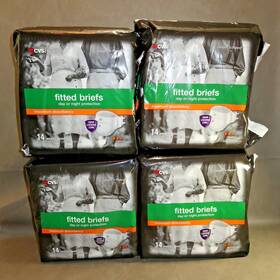 Cvs 050428325643 4 Packs -14 Fitted Briefs Adult Underwear Max Absorbency X-large Waist 58-63