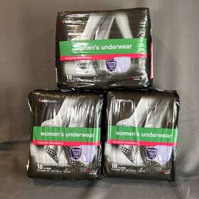 Cvs 050428374832 Lot 3 Health Moderate Absorbency Womens Underwear Xl 48 Inch -64 18 Ct Ea