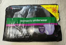 Cvs 050428386446 Health Women S Maximum Absorbency Small Medium Underwear Odor Guard Pkg Open
