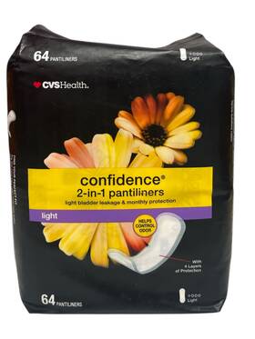 Cvs 050428548233 Confidence 2-in-1 Pantiliners - Light Bladder Leakage Protection 64 Ct