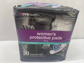 Cvs 050428627013 Women S Protective Long Pads 30 Count 100% Breathable Light Protection Daily