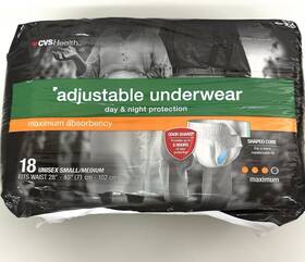 203644 Cvs 18 Health Adjustable Unisex Underwearfor Day/night Protection 28-40 Inch Size S/m