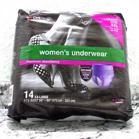 335475 Cvs Health Womens Underwear Xx-large Fits Waist 68 Inch - 80 Maximum Absorb 14 Pairs