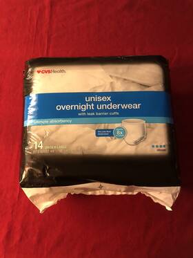 Cvs Health 050428332696 Unisex Overnight Underwear Large Fits Waist 44-58 Inch 14 Pairs