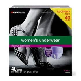Cvs Health 050428417003 Womens Underwear Lg Economy 40 Count Case With Maximum Absorbency