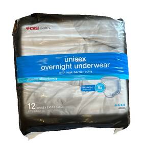 Y-19072 Cvs Health Overnight Underwear Ultimate Absorbency Unisex Xl 12 Ct