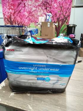 383547 Cvshealth Overnight Underwear Leak Barrier Cuff Unisex S/m 34x44 16 Ct 155 Dt