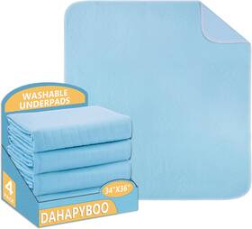 Dahapyboo 313048616660 Washable Underpads 34 Inch X36 4pack Incontinence Bed Pads Heavy Absorbency Reusabl