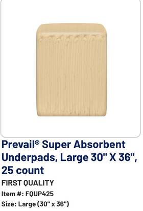Wmp3036ua-100 Deluxe Pads 25 Each Large 30 Inch X36 Prevali Super Absorbent Underpads