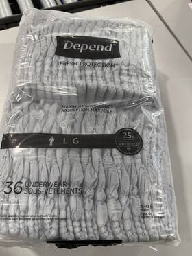 Depend 008678863743 Fresh Protection Adult Diapers Underwear Maximum Size Men L 35-43 - Gray
