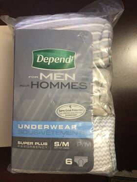 Depend 036000114645 2009 Underwear For Men Super Plus Small/medium 6 Count Patterned