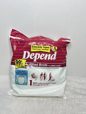 Depend 036000168242 New 1990 Vintage Fitted Briefs Large Trial Size 1 Brief With Tapes