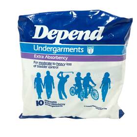 Depend 036000192407 Vintage Adult Diapers Disposable Underwear 10 Ct Extra Absorbency 80s Usa
