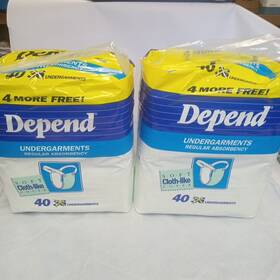 Depend 036000196573 Vintage Undergarments 40 Count Bag Lot Of 2 Unopened Packs - Mid 1990s