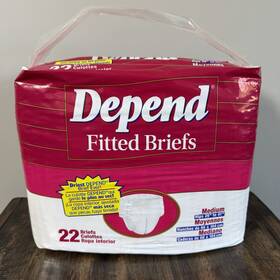 Depend 036000197501 Vintage Fitted Briefs 22 Diapers Medium 1996 Usa Leakage Barrier 90s Nos