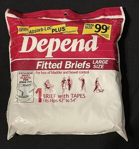 Depend 036000198232 1990 Vintage Fitted Briefs Large Trial Size 1 Brief With Tapes